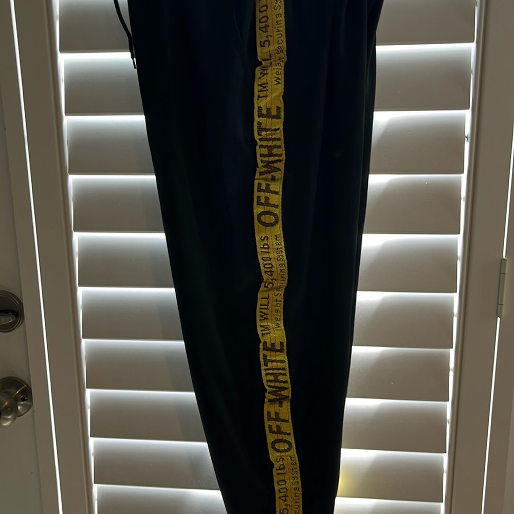 In the style of off-white brand impossible to find sweat pants